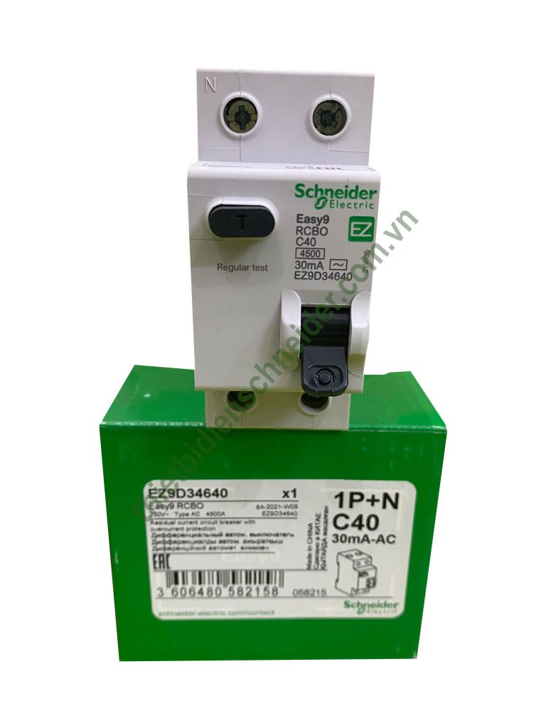 Aptomat chống giật EZ9D34640 1P+N 40A 30mA RCBO Schneider Hình ảnh thực tế aptomat chống giật EZ9D34640 1P+N 40A 30mA RCBO Schneider