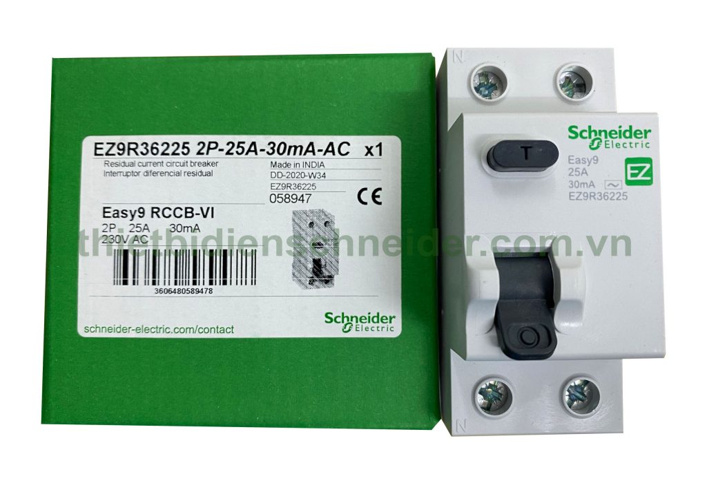 Aptomat chống giật EZ9R36225 2P 25A 30mA RCCB Schneider Hình ảnh thực tế aptomat chống giật EZ9R36225 2P 25A 30mA RCCB Schneider