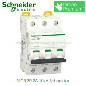 MCB 3P 2A 10kA Schneider A9F84302