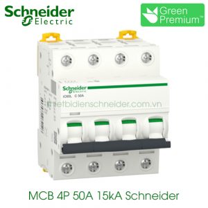 MCB 4P 50A 15kA Schneider A9F94450