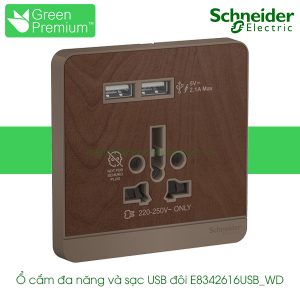 Ổ cắm đa năng kèm sạc USB đôi E8342616USB_WD avataron schneider