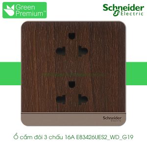 Ổ cắm đôi 3 chấu 16A E83426UES2_WD_G19 Avataron Schneider
