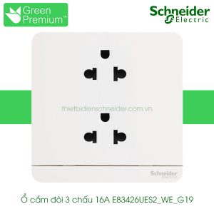 Ổ cắm đôi 3 chấu 16A E83426UES2_WE_G19 Avataron Schneider