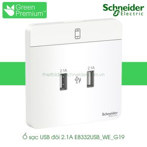 Ổ sạc đôi USB 2.1A E8332USB_WE_G19 Avataron Schneider