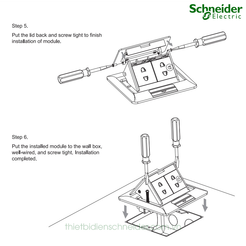 Cách lắp ổ cắm âm sàn Schneider