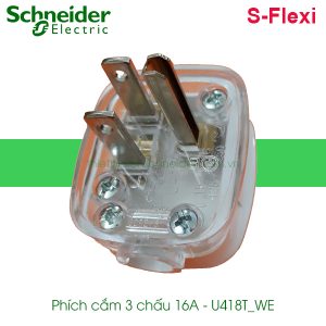 Phích cắm 3 chấu U418T_WE Schneider S-Flexi