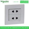 Ổ cắm đôi 2 chấu 10A KB426US2_AS_G19 Schneider Vivace Bộ ổ cắm đôi 2 chấu 10A KB426US2_AS_G19 Schneider Vivace