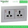 Ổ cắm đôi 3 chấu đa năng KBT413S_AS_G19 Schneider Vivace Ổ cắm đôi đa năng 13A KBT413S_AS_G19 Schneider Vivace