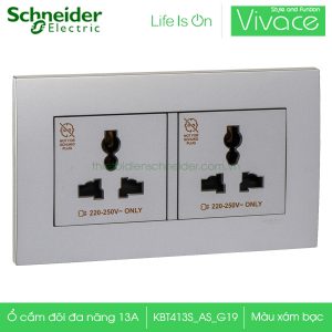 Ổ cắm đôi đa năng 13A KBT413S_AS_G19 Schneider Vivace