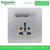 Ổ cắm đa năng kèm sạc USB KB42616USB_AS_G19 Schneider Vivace Ổ cắm đa năng kèm sạc USB Schneider KB42616USB_AS_G19 Vivace