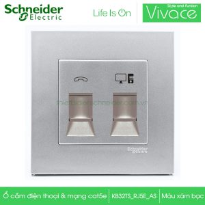 Ổ cắm điện thoại và mạng Schneider KB32TS_RJ5E_AS Vivace