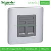 Bộ ổ cắm mạng cat6 đôi E8432RJS_6_SA Zencelo Schneider Ổ cắm mạng cat6 đôi E8432RJS_6_SA Zencelo Schneider, màu xám