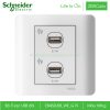 Bộ ổ cắm sạc USB đôi 2.1A E8432USB_WE_G19 Zencelo Schneider Ổ sạc USB đôi E8432USB_WE_G19 zencelo schneider màu trắng