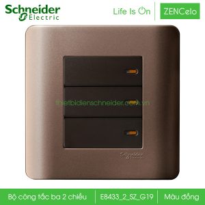 Công tắc ba 2 chiều E8433_2_SZ_G19 Zencelo Schneider màu đồng