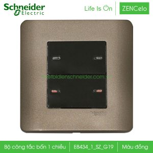 Công tắc bốn 1 chiều E8434_1_SZ_G19 Zencelo Schneider màu đồng