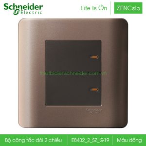 Công tắc đôi 2 chiều E8432_2_SZ_G19 Zencelo Schneider màu đồng