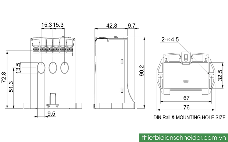 Rơ le điện tử EOCRDS3-30S Schneider Samwha Kích thước Rơ le bảo vệ quá dòng EOCRDS3 Schneider Samwha