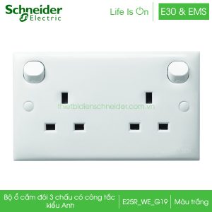Bộ ổ cắm đôi 3 chấu có công tắc E25R_WE_G19 E30 & EMS Schneider