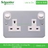 Bộ ổ cắm đôi 3 chấu có công tắc mặt kim loại ESM25_G19 Schneider