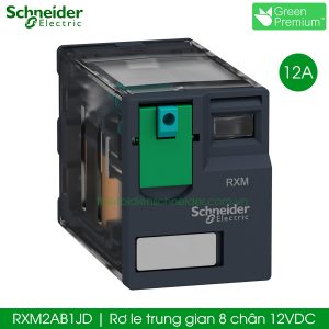 RXM2AB1JD Schneider rơ le trung gian 8 chân 12VDC 12A