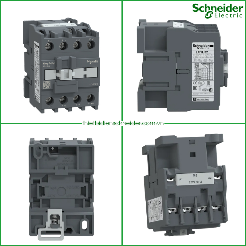 Contactor 3P 38A coil 220VAC LC1E3801M5 Schneider Hình ảnh mô tả Contactor 3P LC1E32 - LC1E38 Easy Tesys Schneider