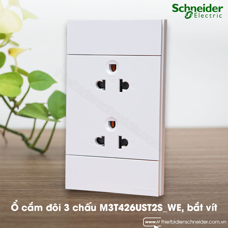 M3T426UST2S_WE | Ổ cắm đôi 3 chấu AvatarOn A Schneider,16A, size E (3S), bắt vít Ảnh thực tế ổ cắm đôi 3 chấu Schneider M3T426UST2S_WE AvatarOn A, bắt vít