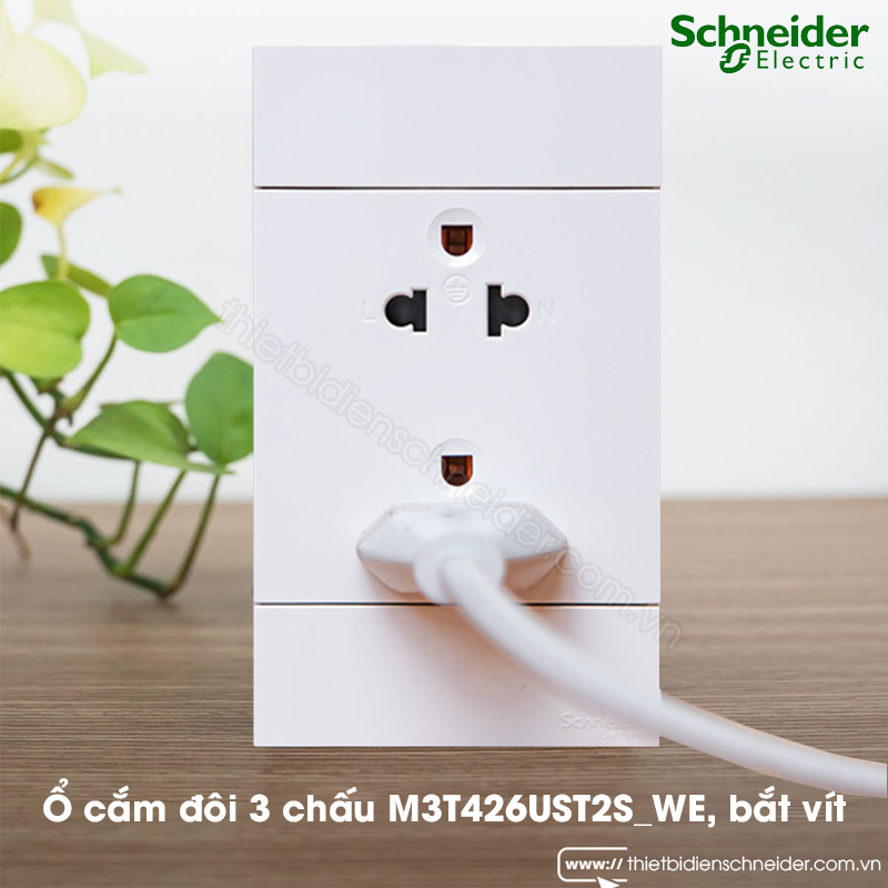 M3T426UST2S_WE | Ổ cắm đôi 3 chấu AvatarOn A Schneider,16A, size E (3S), bắt vít Ảnh thực tế ổ cắm đôi 3 chấu Schneider M3T426UST2S_WE AvatarOn A, bắt vít