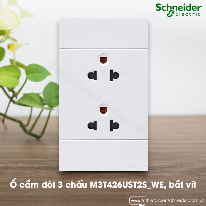 M3T426UST2S_WE | Ổ cắm đôi 3 chấu AvatarOn A Schneider,16A, size E (3S), bắt vít Ảnh thực tế ổ cắm đôi 3 chấu Schneider M3T426UST2S_WE AvatarOn A, bắt vít