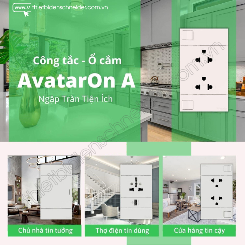M3T31_E2S_WE | Công tắc 2 chiều AvatarOn A Schneider, 16A, size E(3S), bắt vít Công tắc ổ cắm AvatarOn A Schneider, bắt vít