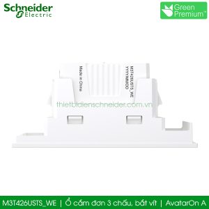 Ổ cắm đơn 3 chấu Schneider M3T426USTS_WE AvatarOn A, bắt vít