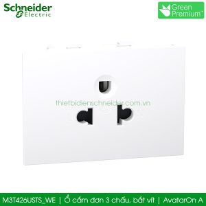 Ổ cắm đơn 3 chấu Schneider M3T426USTS_WE AvatarOn A, bắt vít