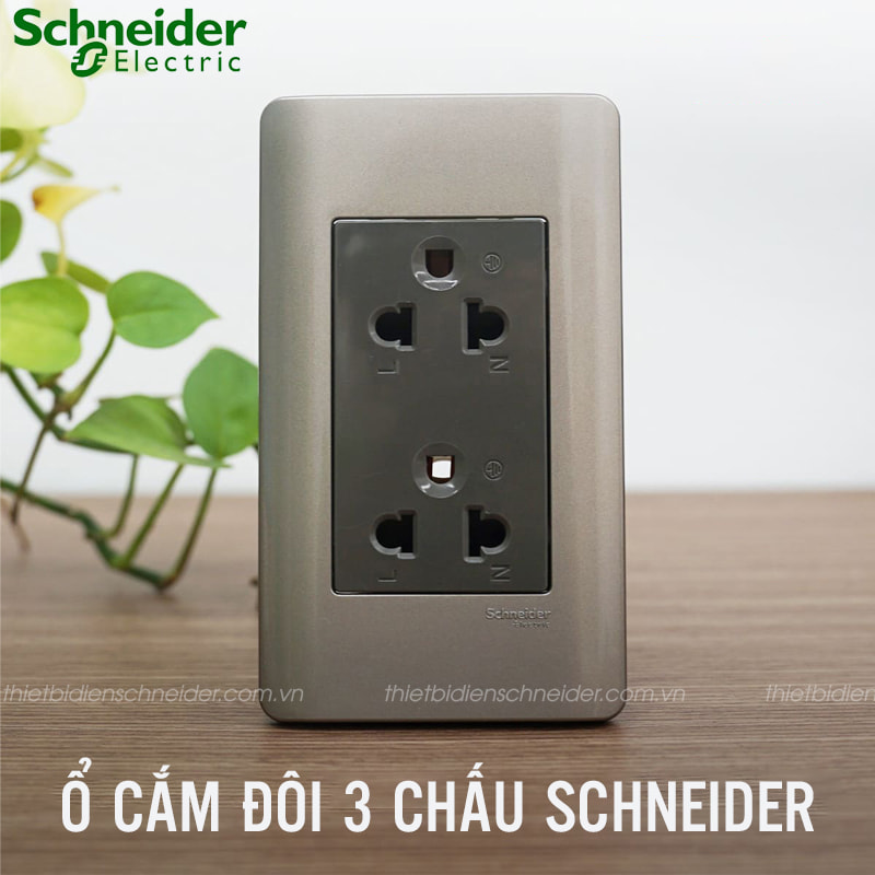 Ổ cắm đôi Schneider 3 chấu