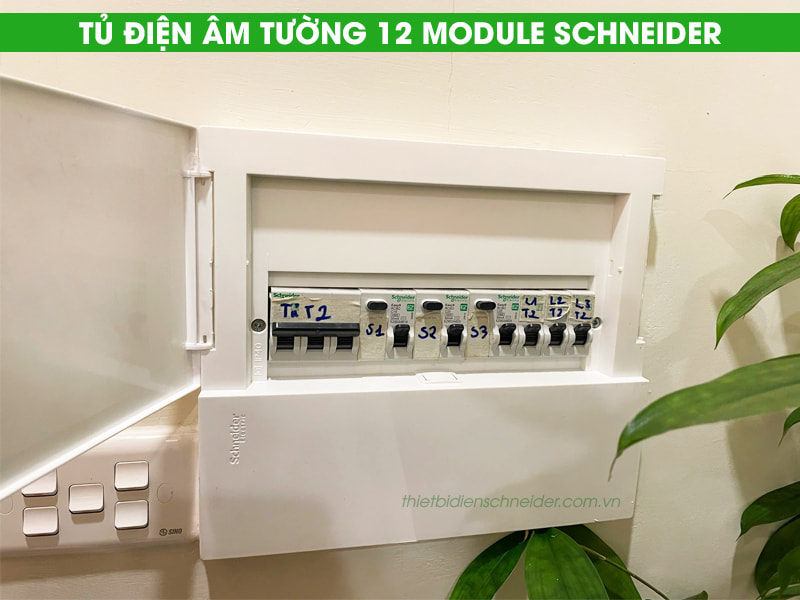 Hình ảnh thực tế tủ điện âm tường Schneider 12 module