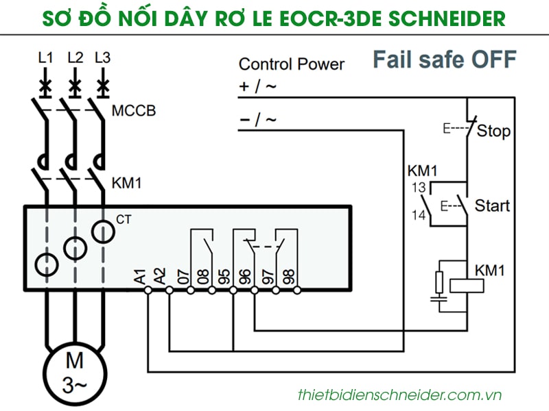 Rơ le điện tử bảo vệ động cơ EOCR3DE-80DUH Schneider Samwha Sơ đồ nối dây rơ le EOCR3DE Schneider