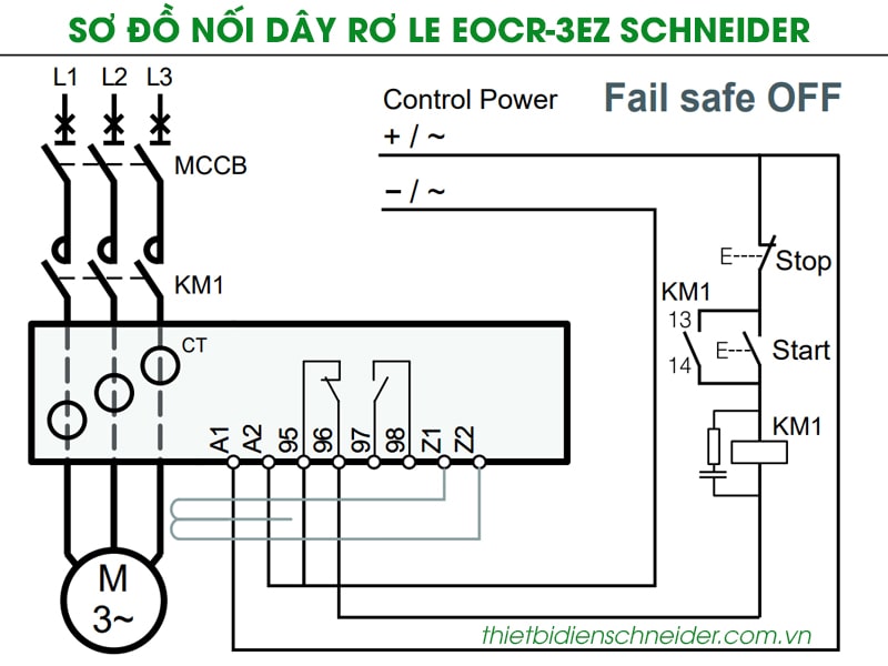 Rơ le điện tử bảo vệ động cơ EOCR3EZ-80AUH Schneider Samwha Sơ đồ nối dây rơ le EOCR3EZ Schneider