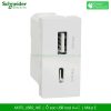 M3TS_USB2_WE Miluz E | Ổ sạc USB 2 cổng loại A+C Schneider M3TS_USB2_WE ổ sạc USB loại A+C Schneider Miluz E
