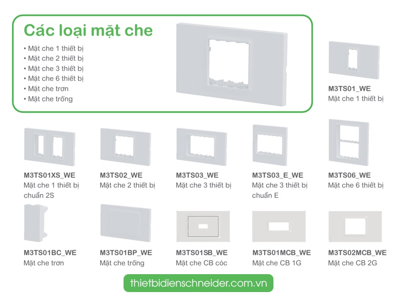 M3TS03_E_WE Miluz E | Mặt 3 thiết bị chuẩn E Schneider Mặt che Schneider Miluz E