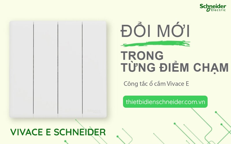 KBN3416_2_WE Vivace E | Công tắc bốn 2 chiều 16A Schneider Công tắc ổ cắm Schneider Vivace E
