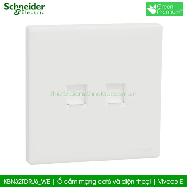 KBN32TDRJ6_WE ổ cắm mạng cat6 và điện thoại Schneider Vivace E KBN32TDRJ6_WE ổ cắm mạng cat6 và điện thoại Schneider Vivace E