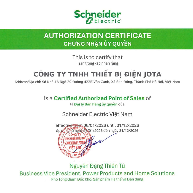 Chứng nhận đại lý thiết bị điện Schneider