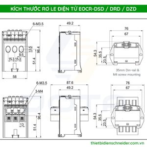 Kích thước rơ le điện tử EOCR-DSD / DRD / DZD